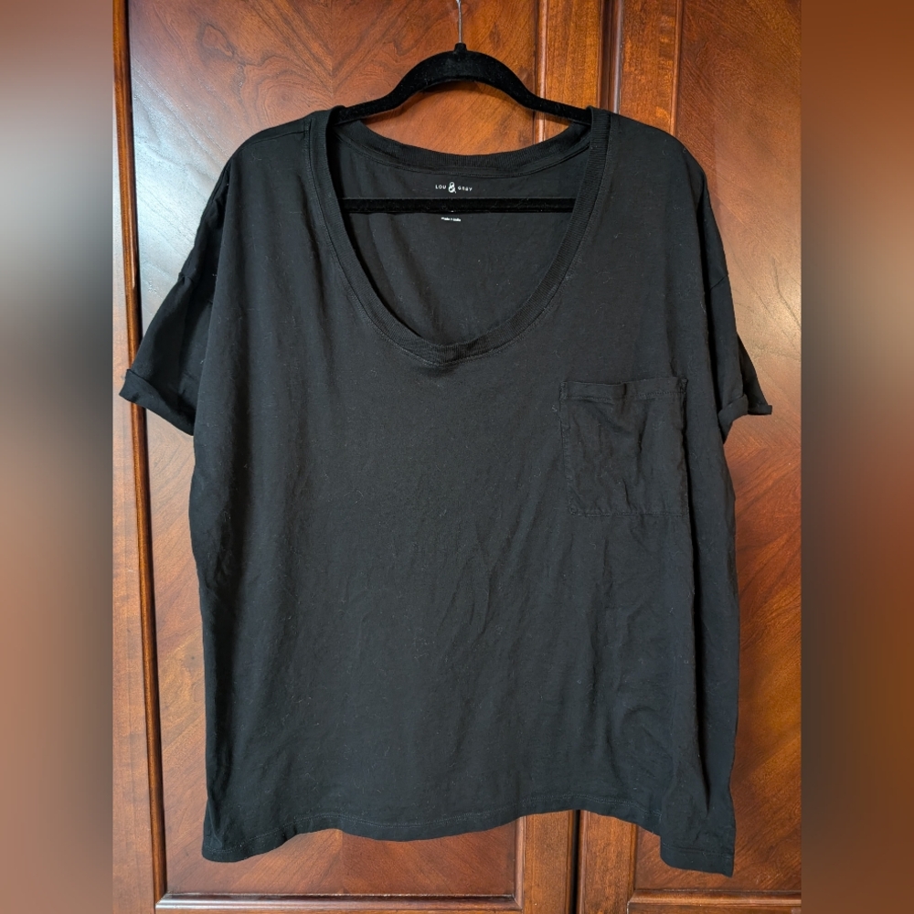 Lou & Grey Supima Cotton Black Tee Size XL - Picture 5 of 7